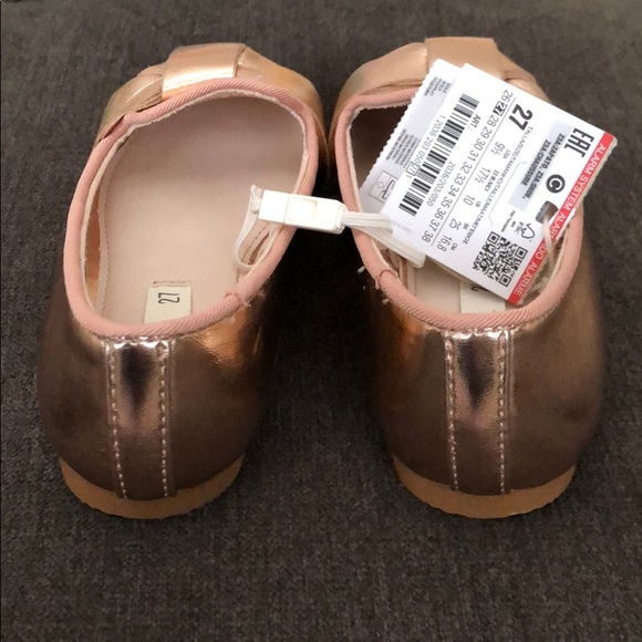 ZARA GIRLS ROSE GOLD MOCCASINS WITH BOW - Picture 4 of 8